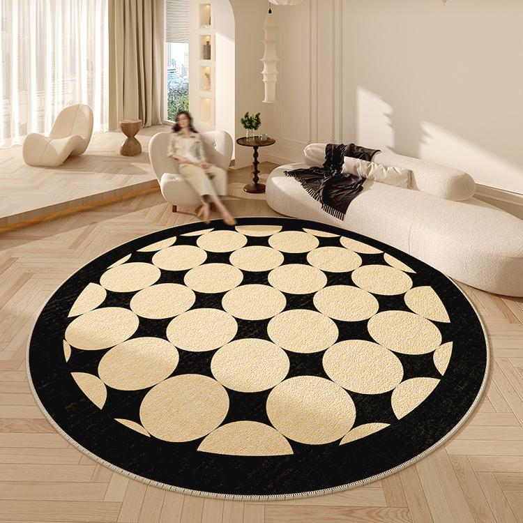 Cream Color Living Room Decoration Round Rug Thickened Cloakroom Anti-slip Mat French Style Rugs for Bedroom Home Plush Carpet