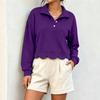 Women's Fashion Color Long Sleeve Collared Pullover Sweatshirt Casual Loose Fit Top
