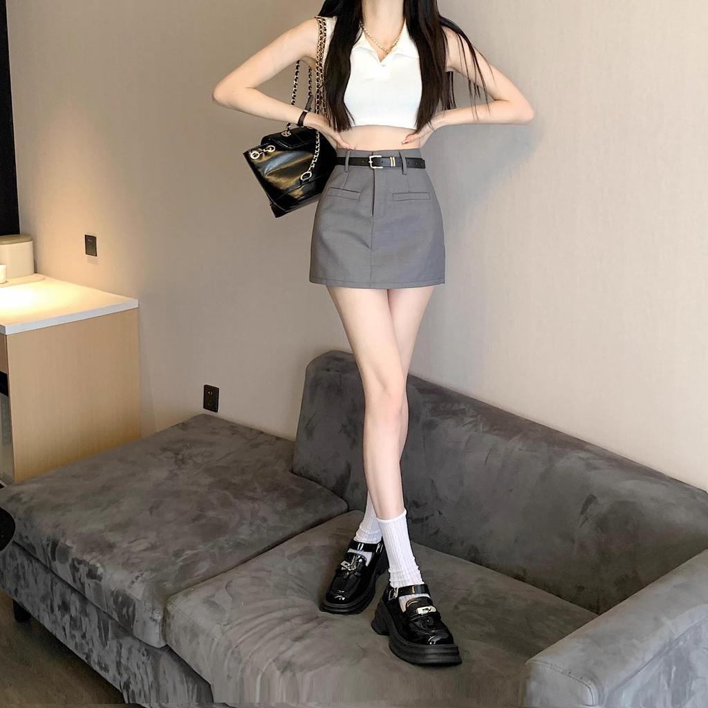 Women's Summer 2024 Black Midi Skirt - High Waist, Slimming, A-Line Design