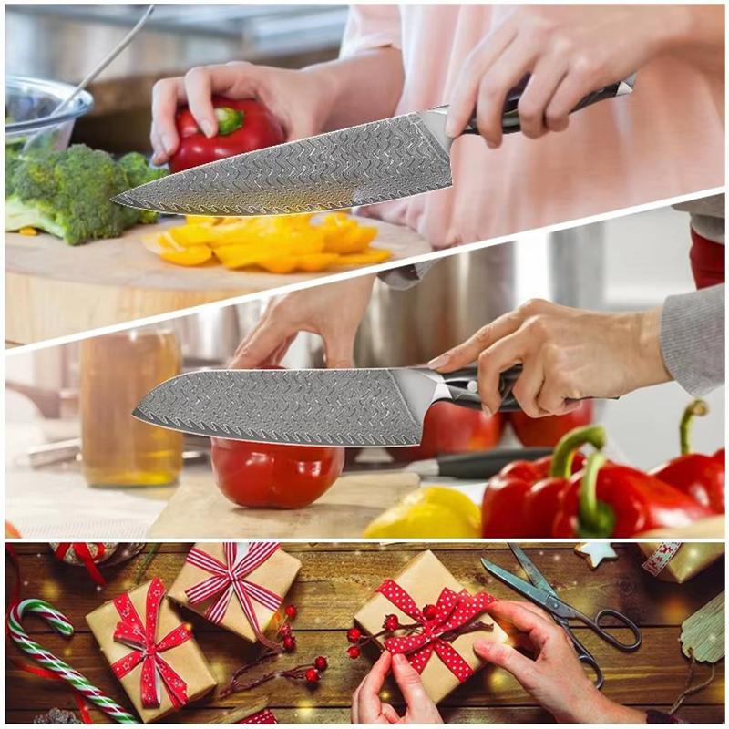 8.5 Inch Chef Knife 67-layers Damascus VG-10 Steel Blade Sapele Resin Handle Slicing Vegetables Cleaver Meat Kitchen Sharp Knife