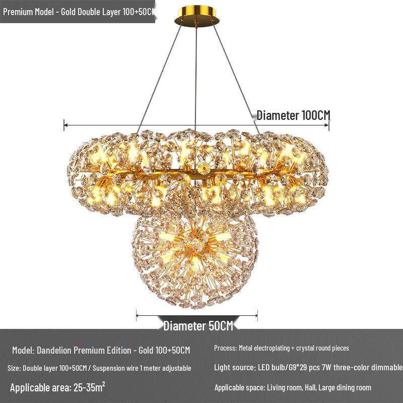 Modern Crystal Dandelion Chandelier for Living Room, Bedroom, or Dining Room - 2025 Style