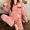 Autumn and winter new Christmas high-value imitation cotton pajamas women's loungewear long-sleeved trousers set can be worn outside