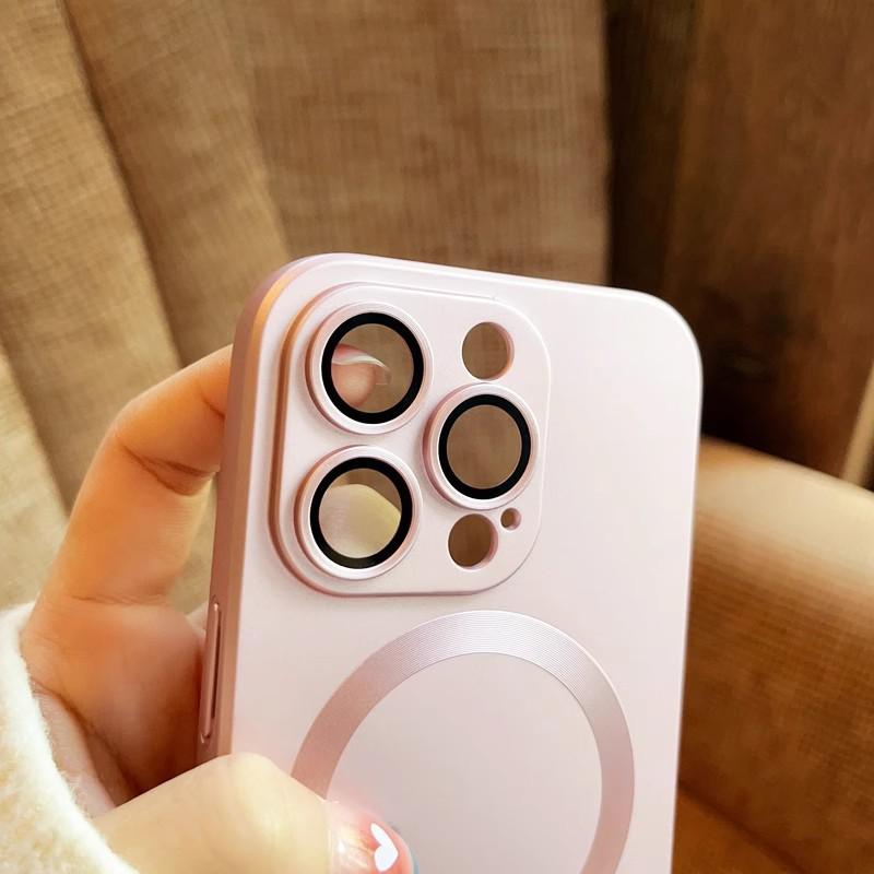 Apple 16 Phone Case for iPhone 15 Pro Max: Silicone Magnetic Lens, Full Coverage, Drop Protection