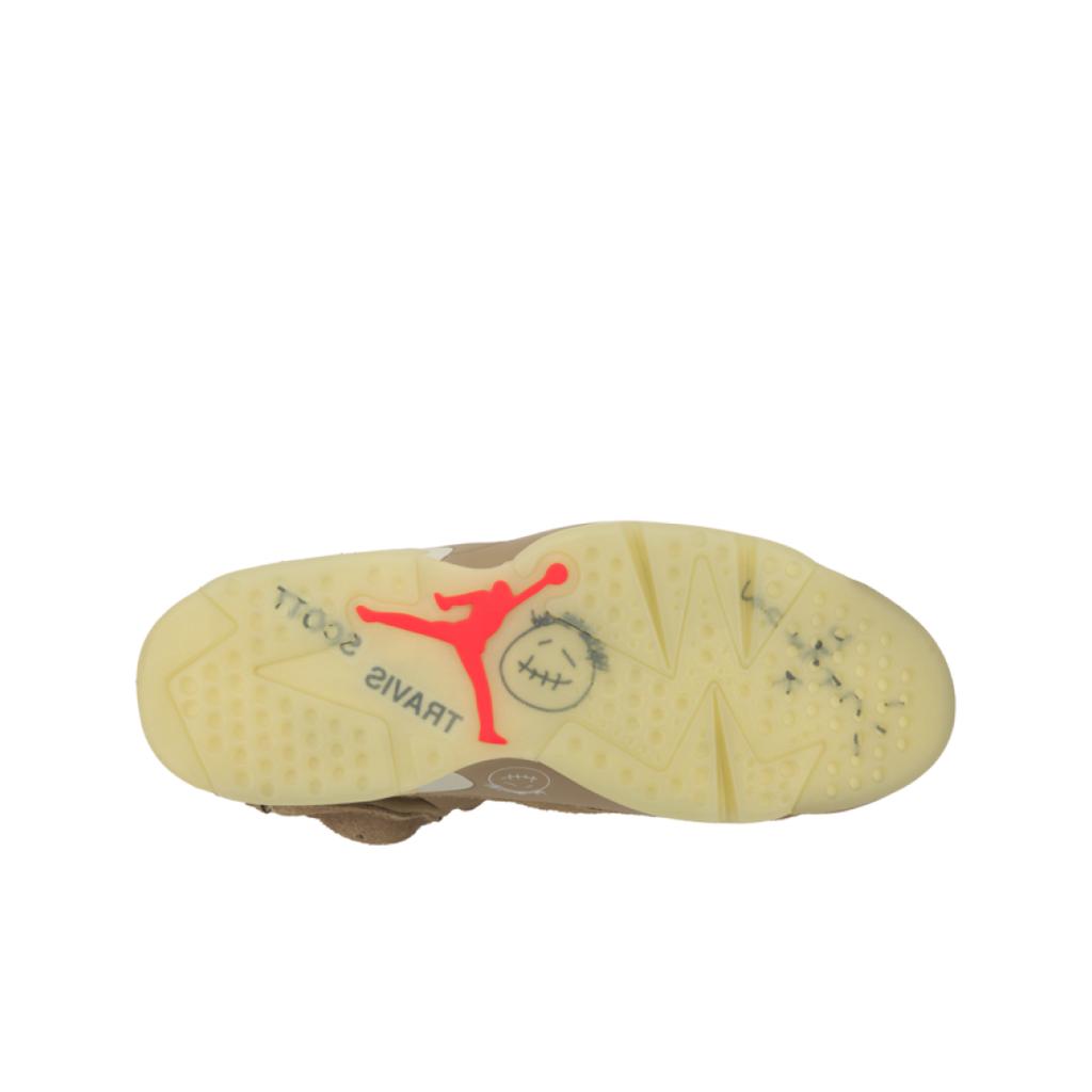 Travis Scott X Air Jordan 6 Retro British Khaki Unisex Sneakers Tan Sail Bright-Crimson DH0690-200