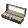 6 Slots Exquisite Watches Storage Box Holder Glass Top Dustproof Anti-scratch for Personal Use/ Shop Display/ Home Decor