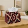 1pc Tissue Box Holder with Boho Tribal Ethnic Design-Geometric Ikat Brown,Durable Polyester,Ideal for Kitchen,Living Room,Bedroom,Bathroom,-Holiday De