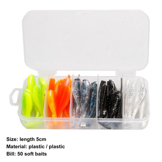 50 Stück/Box Kunststoff Angelköder Lebendig Verschleißfest Nadel Schwanz Weichköder zum Angeln