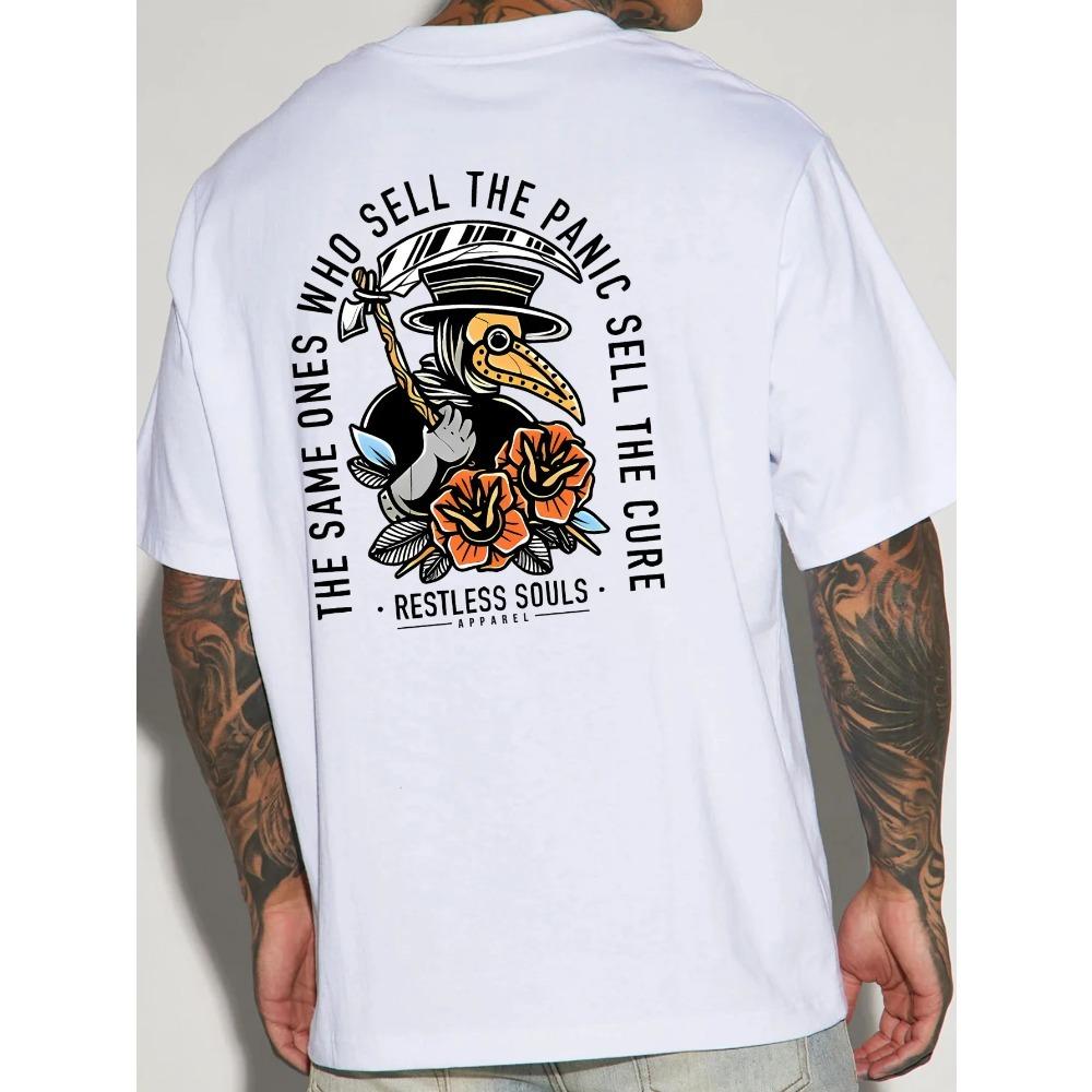 Men's Graphic Tee Casual Style Soft Cotton Comfortable Fit Crew Neck T-Shirt With Simplistic Short-sleeved Men's Clothing Tops