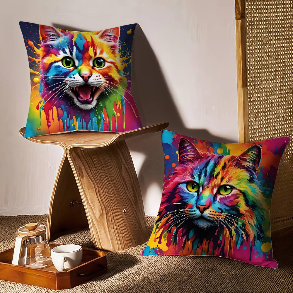 Painted Personalized Animal Art Pillow Case Printing Pillowcase Living Room Sofa Cushion Cover Bedroom Room Decor