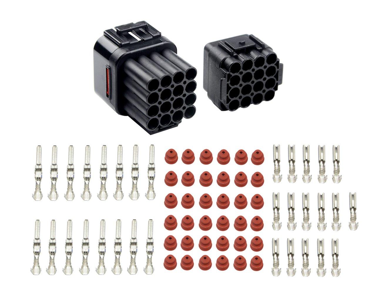 

WMYCONGCONG 16 Pin Waterproof Connector for Wiring 5 Kits Male & Female Waterproof Electrical