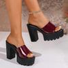 Fashion Summer Casual Solid Super Heel Slippers for Women 2025 Plus Size Platform Woman Slides Non-Slip Open Toes Sandals for Women