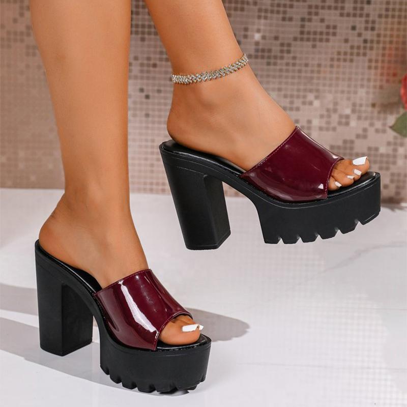 Fashion Summer Casual Solid Super Heel Slippers for Women 2025 Plus Size Platform Woman Slides Non-Slip Open Toes Sandals for Women