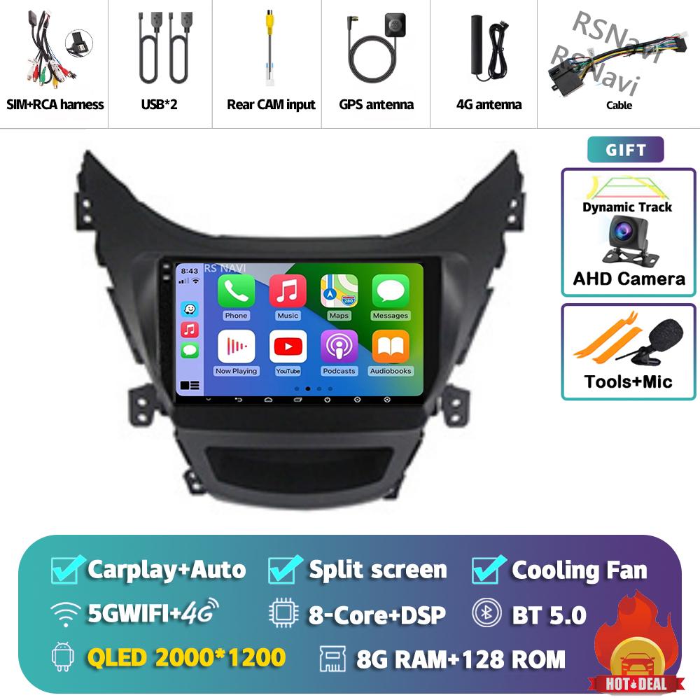 Android 14 Carplay Car Radio For Hyundai Elantra 2012 - 2015 Multimedia Video Player Navigation Stereo Head Unit Auto AI Voice