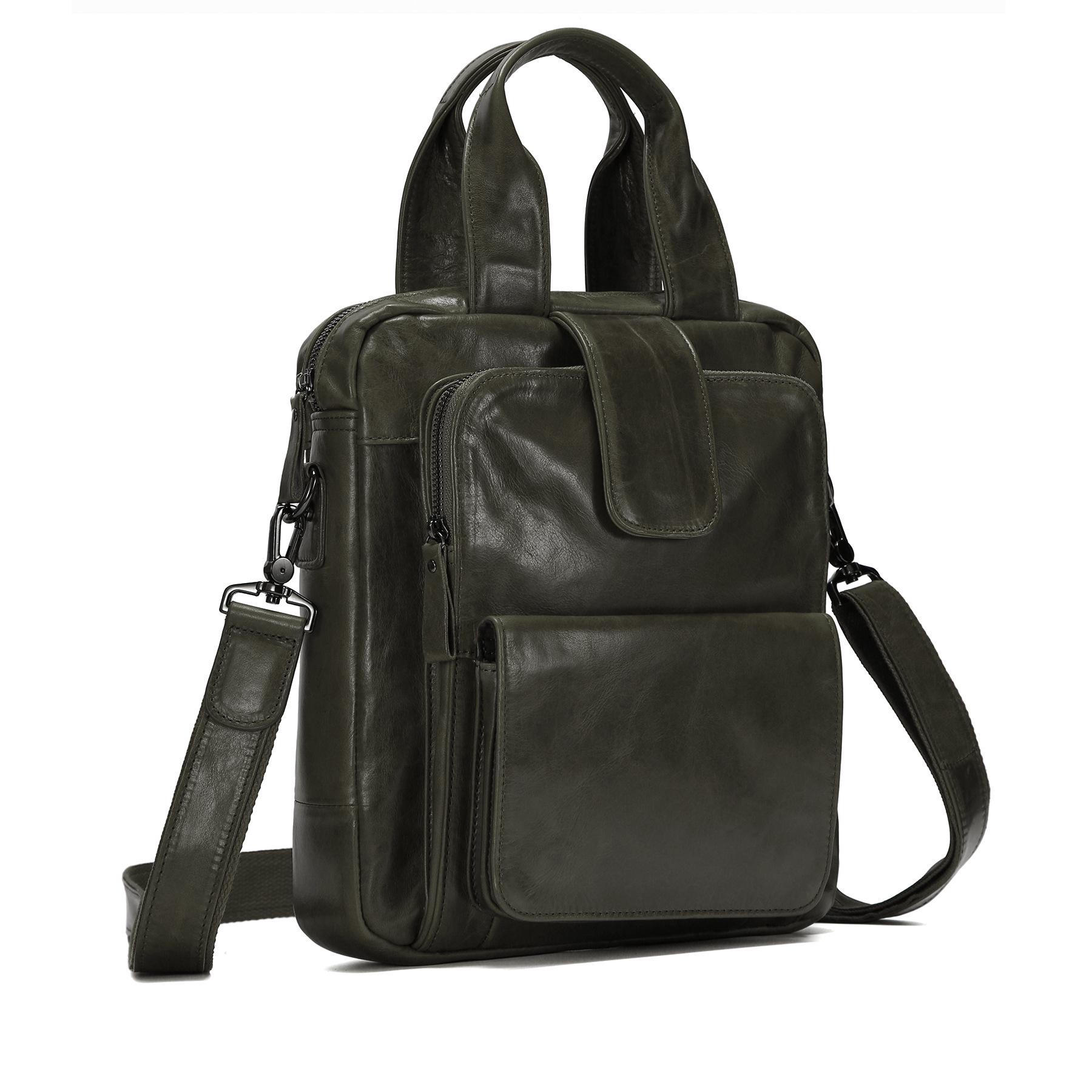 Мужская вертикальная сумка кроссбоди из кожи с масляной восковой пропиткой большой вместимости