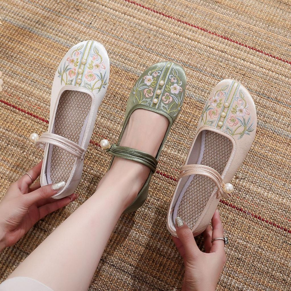 [Yuzhu] 2025 Spring New Ethnic Style Classical Embroidered Shoes New Chinese Style Women's Shoes Cheongsam Matching Shoes