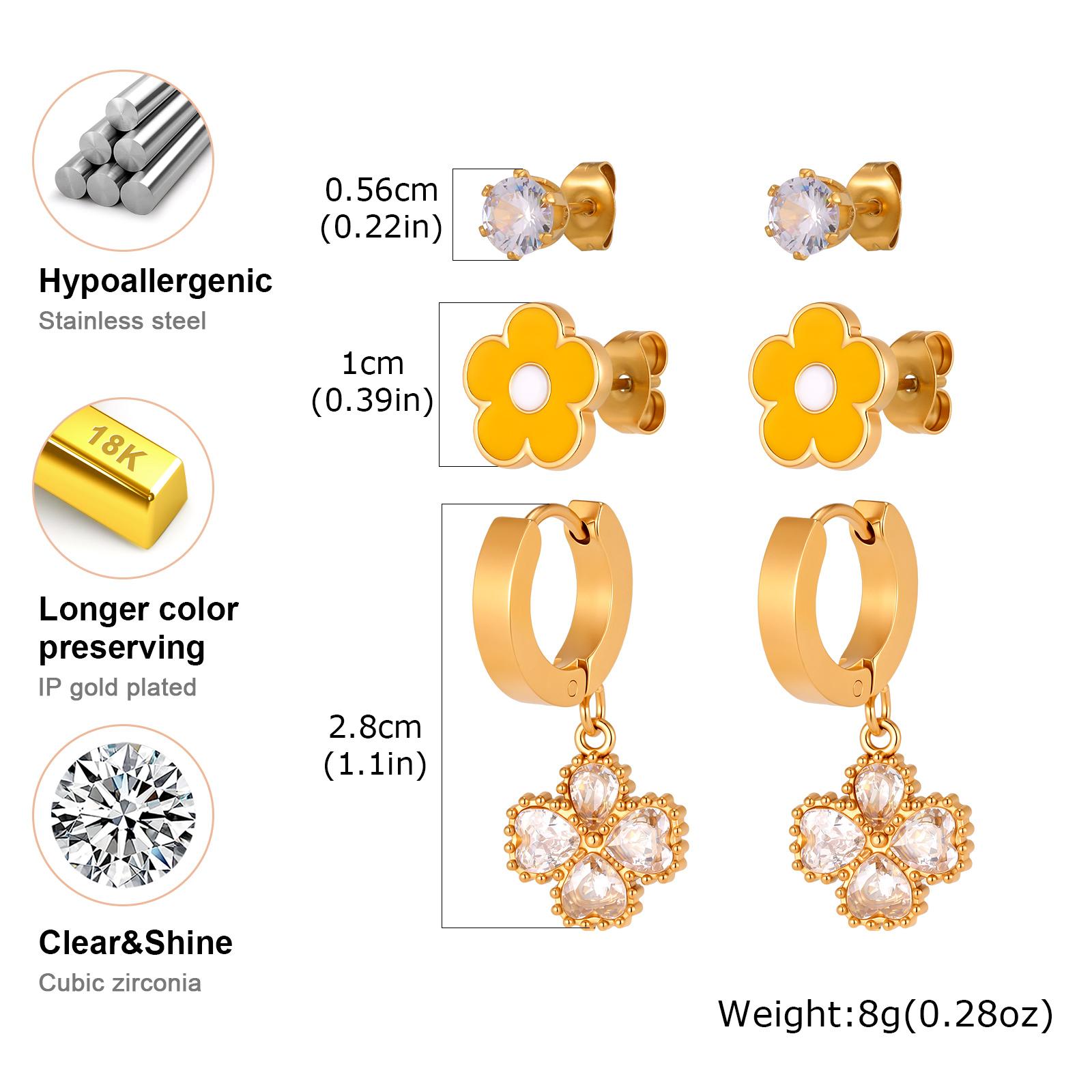 

Vnox 3pairs/Set Sweet Dripping Oil Enamel Flower Mushroom Butterfly Charms Stud Earrings for Girls, Cute Enamel Earrings Jewelry