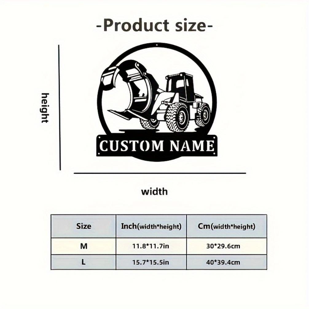 Heavy Equipment Metal Wall Art Personalized Excavator Sign Interior Ornament Festive Gift