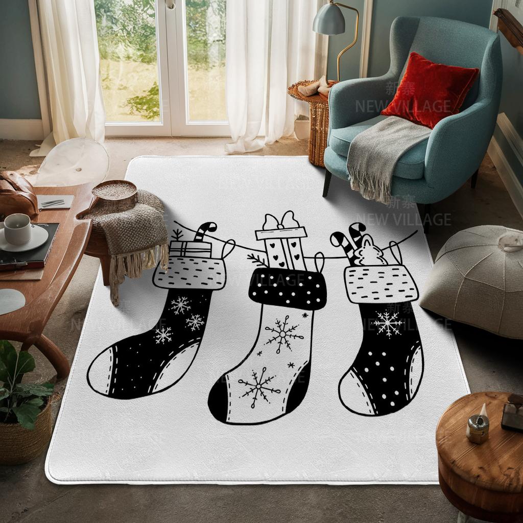 House Entrance Carpet Home Door Mat Living Room Bath Foot Bathroom Non-slip Water Absorption Rugs Bath Merry Christmas Winter