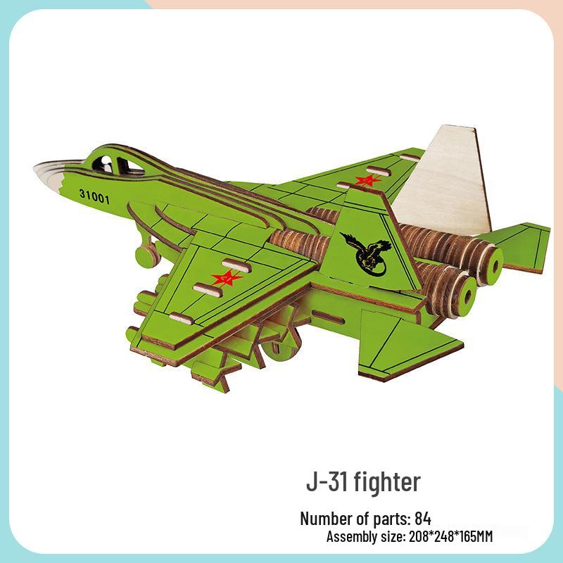 Children's Handmade Wooden Airliner Model 3D Puzzle Educational Toy