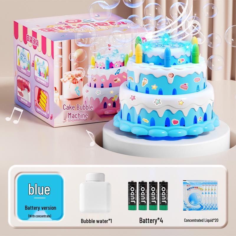 Children's Multi-Hole Electric Bubble Cake Machine with Lights & Music - Automatic Pretend Play Birthday Toy