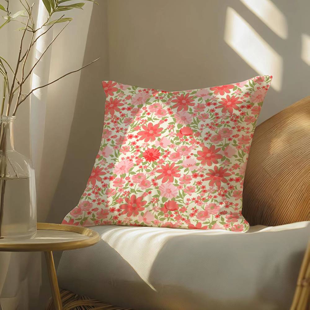 

Full Print Floral Print Pattern Pillow Case Silky elegant Comfort Sofa Bed Invisible zipper Beach pillowcase 12x12Inch
