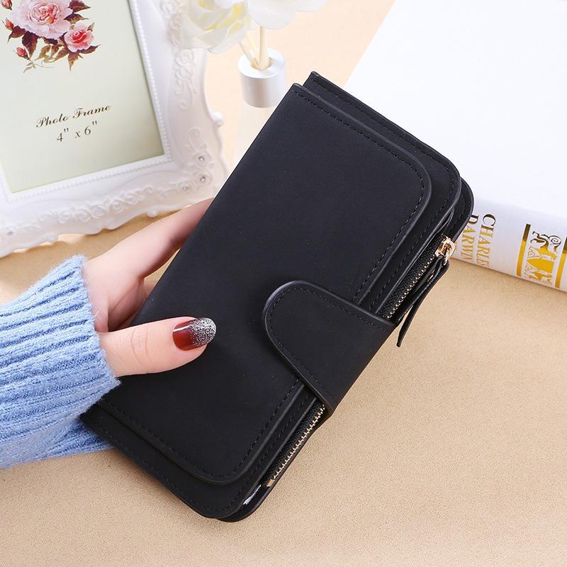 Women's Wallet Fashion Women's Bag Multi-card Position Women's Wallet Frosted Two-color Fabric