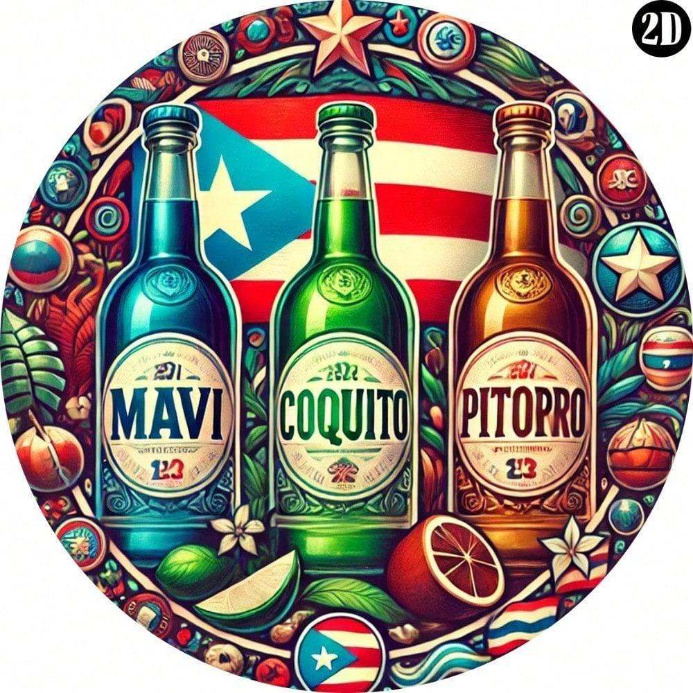 Vintage Metal Wall Art Puerto Rico Drink Sign Circular Rustic Decor Plaque
