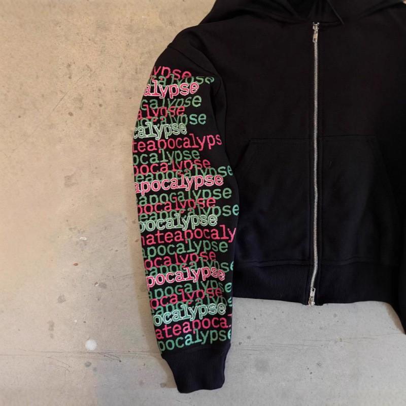 Unisex Streetwear Hooded Zip-Up Sweatshirt With 3D Letter Print Oversized Fit Thick Warm Pullover Men Women 2025