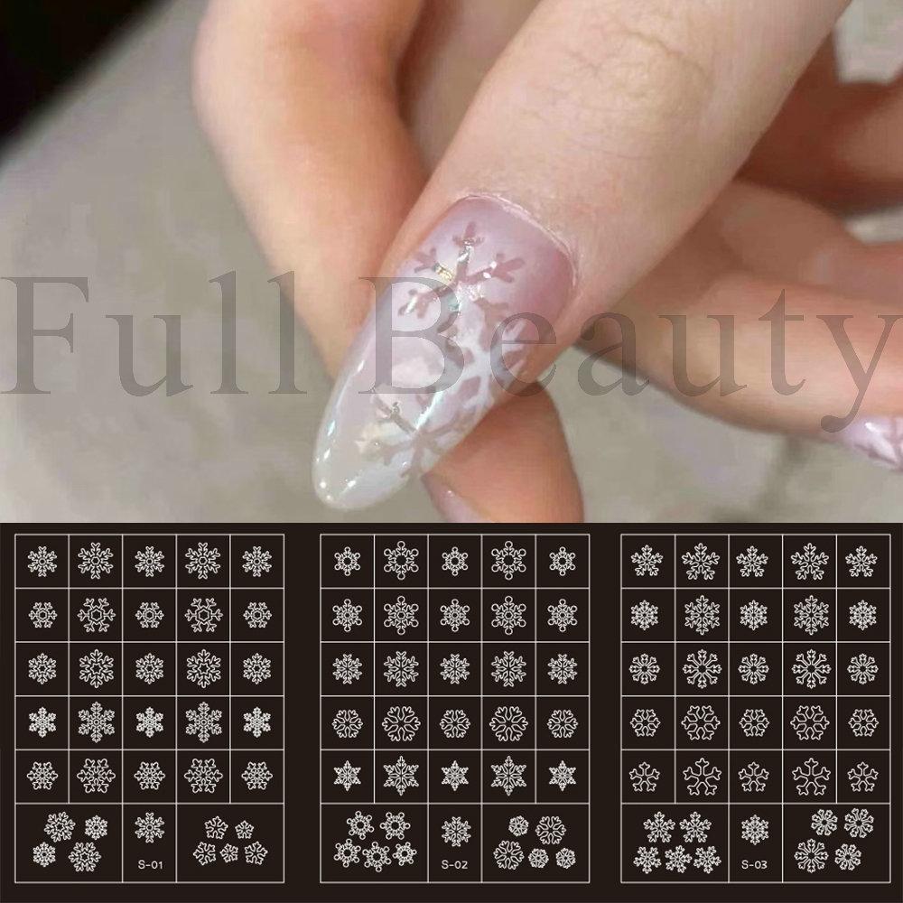 Nail Art Inkjet Hollow Sticker Gradual Change Christmas Snowflake Elk Star Line Stripe Inkjet Sticker