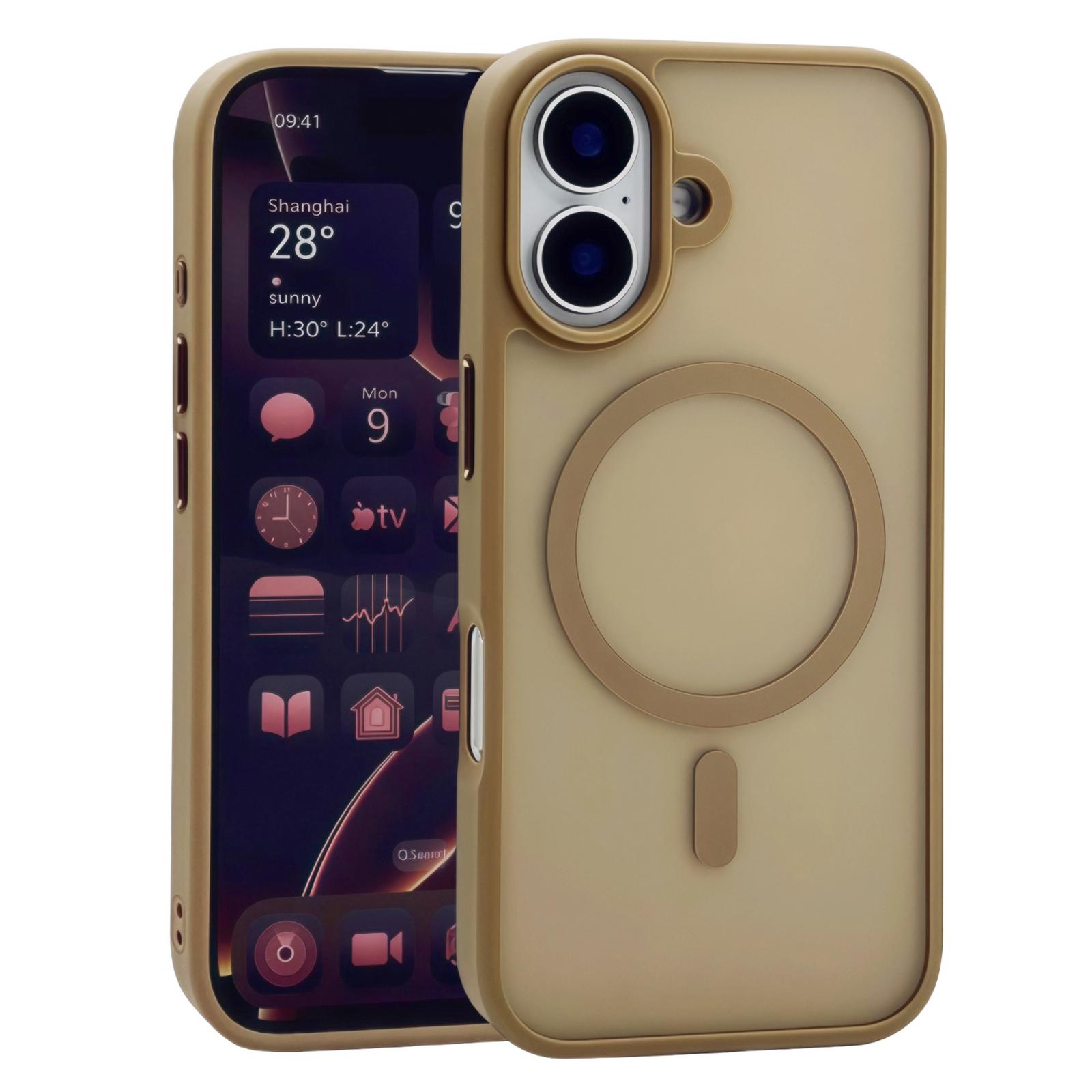 

For iPhone 17 Magnetic Case Skin Touch TPU Acrylic Phone Back Cover Desert Gold