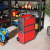 3-Tier Interlocking Steel and Plastic Toolbox Set with Wheels