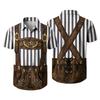 Men's Short Sleeve Button Up Shirt Festival Retro Beer Elements Print Casual Loose Fit Party Daily Wear Shirt