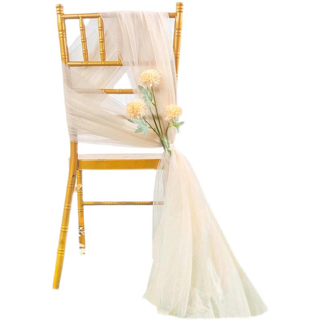 Wedding Chair Back Gauze Decoration Chair Mesh Yarn Back Decor for Hotels Wedding Banquets
