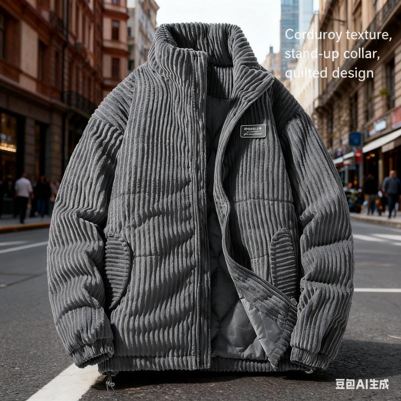 Veste épaisse rembourrée en duvet coton velours côtelé coton rembourrée mode masculine haut de gamme veste d'hiver cool veste rembourrée coton