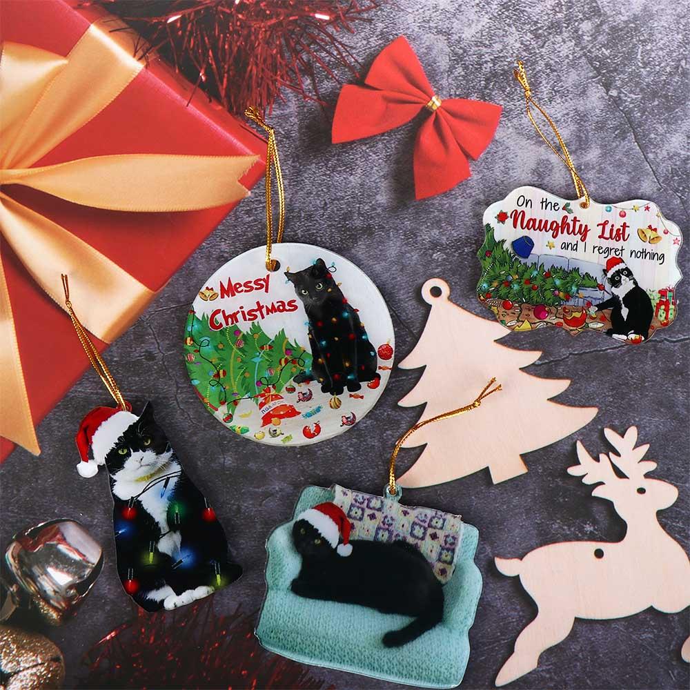 Black Black Cat Ornament Acrylic Craft Xmas Tree Pendant  Christmas Party