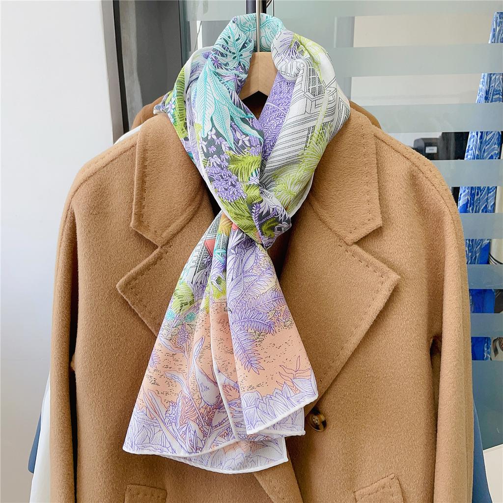Gift for Mom Thin Silk Scarf Small Shawl for Women 2024 New Long Style Elegant Fashionable Large Ribbon Decoration