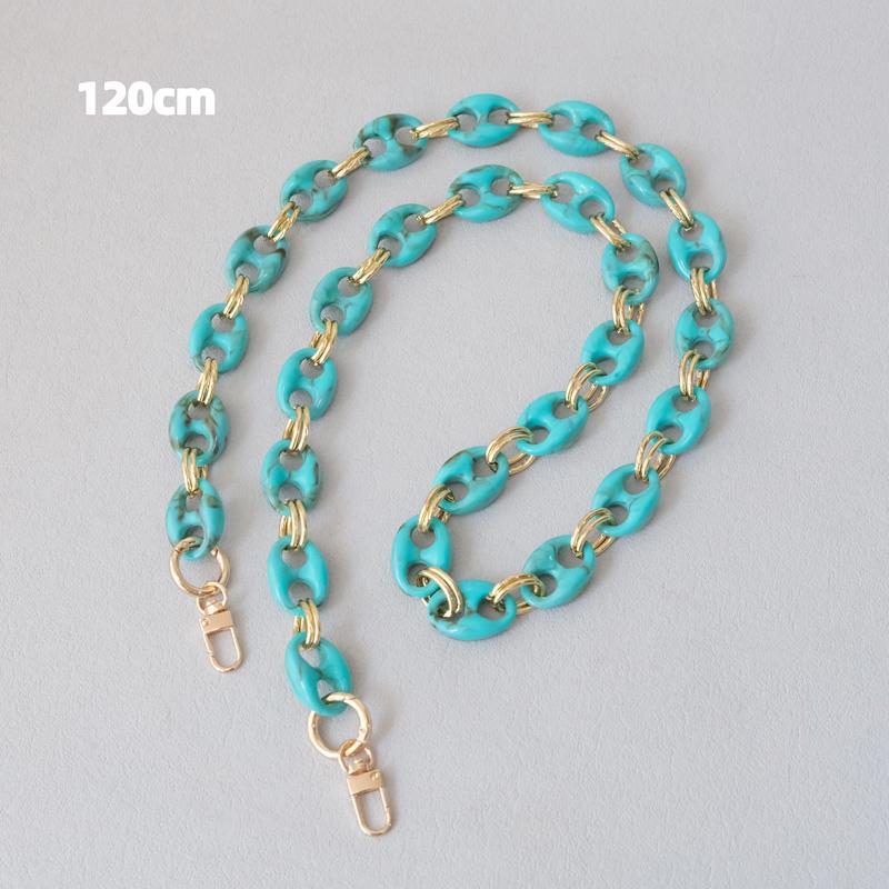 New Fashion Woman Bag Accessory Parts Leopard Candy Red Blue Acrylic Resin Metal Chain Strap Women Shoulder Crossbody Long Chain
