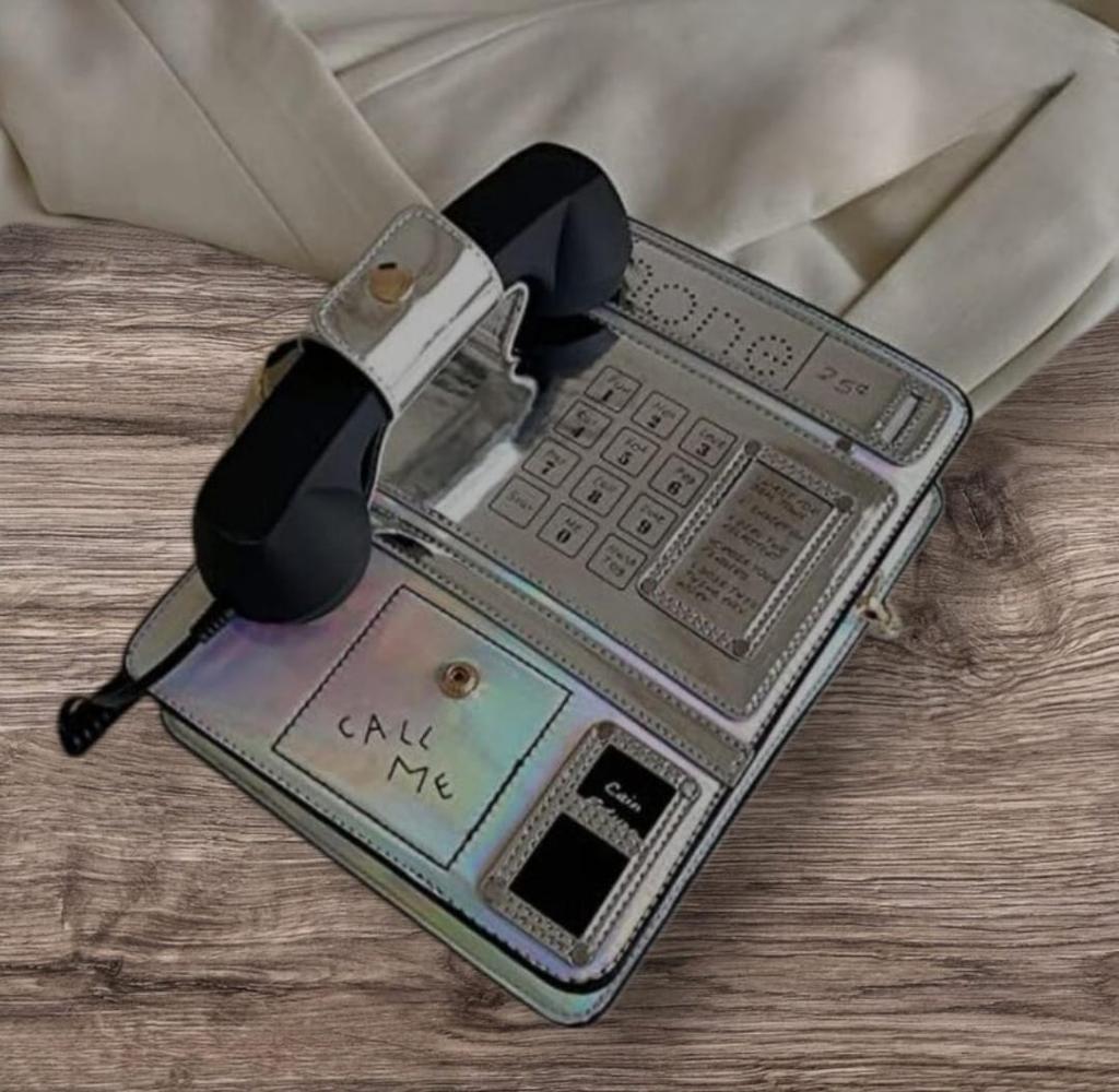 Ladies Purse & Handbag Designer Casual Purse Sling Bag Funky PU Leather Crossbody Telephone Shaped Sexy Shoulder Bag Gift for Her Friend