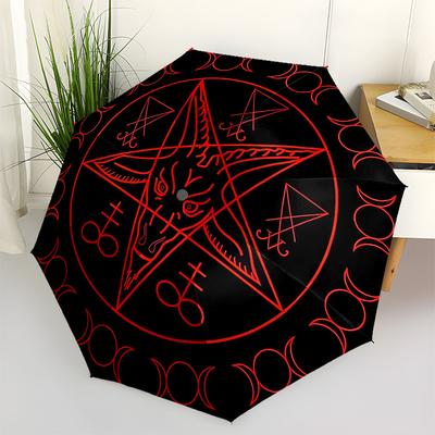 1 pièce Parapluie Symbole Baphomet avec Poignée en Plastique, Convient à Toutes les Saisons Maison Voyage Parapluie d'ExtérieurB1671