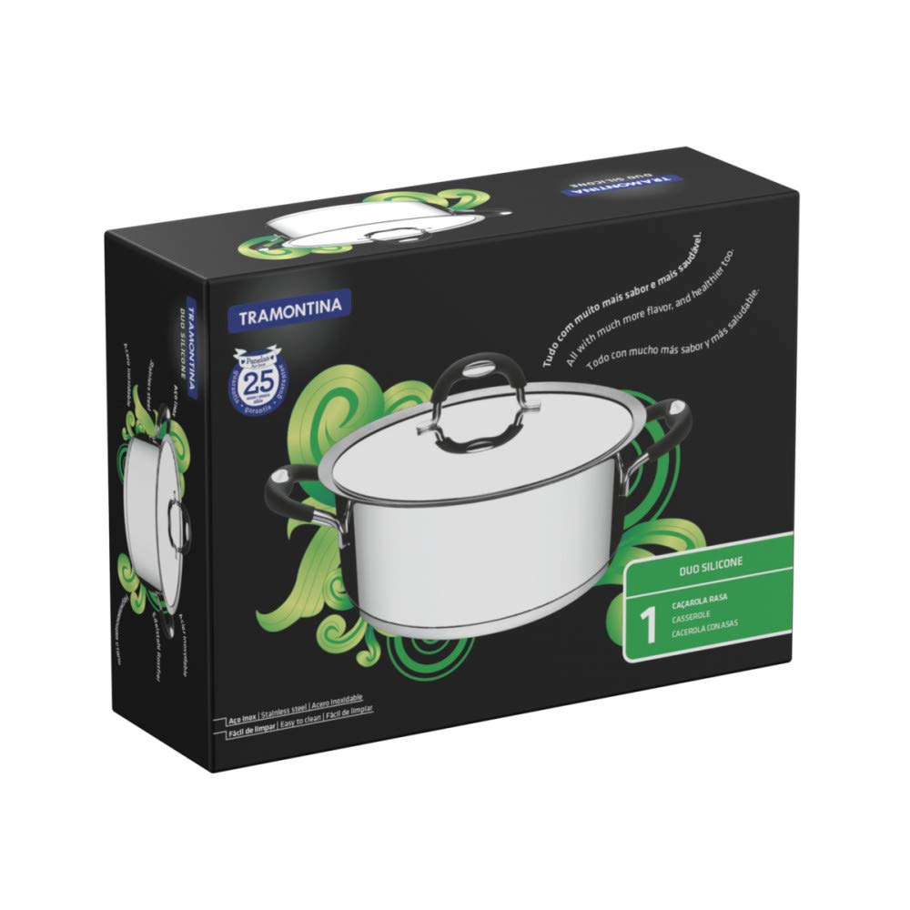 Tramontina Two Hand Pot Duo Silicone 24cm Stainless Steel Dishwasher Safe Gas IH Compatible Made in Brazil TRAMONTINA (Casserole) 18-10 62483/240