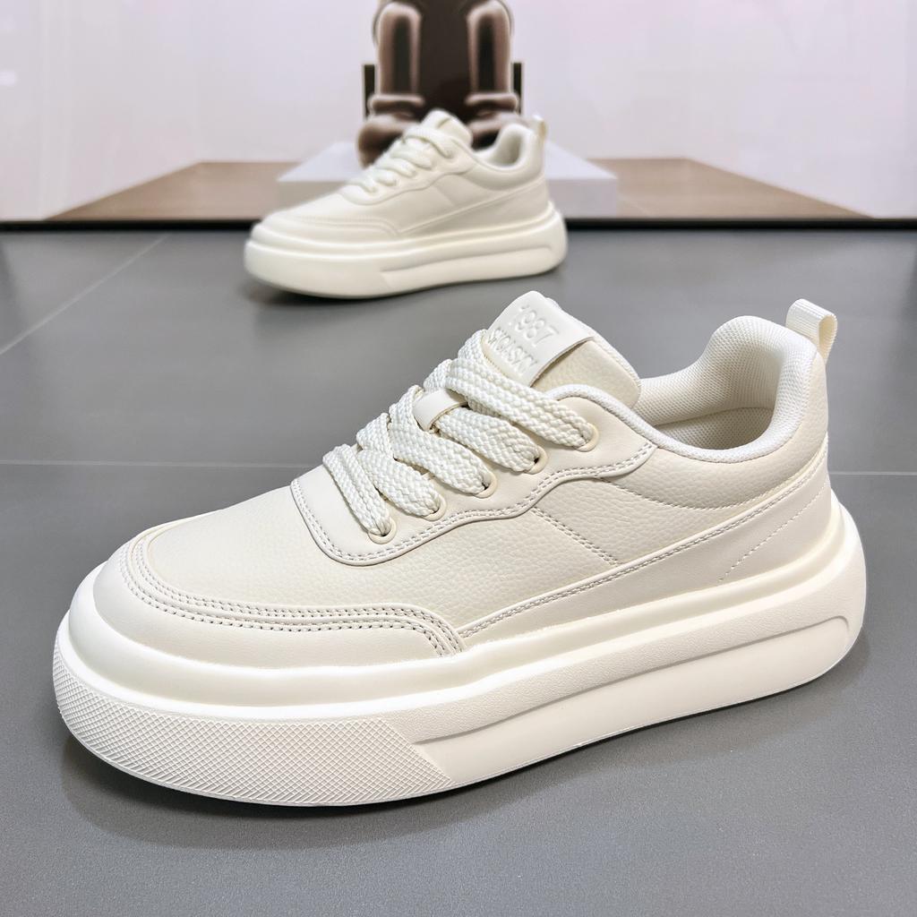 Leather men's shoes 2026 winter velvet thick soles increase height versatile student sports and leisure shoes retro board shoes cotton shoes tide
