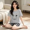 Korean Simple Cartoon Pacha Dog Pajamas Women's Summer New Round Neck Short Sleeve Three-piece Women's Loungewear Tide