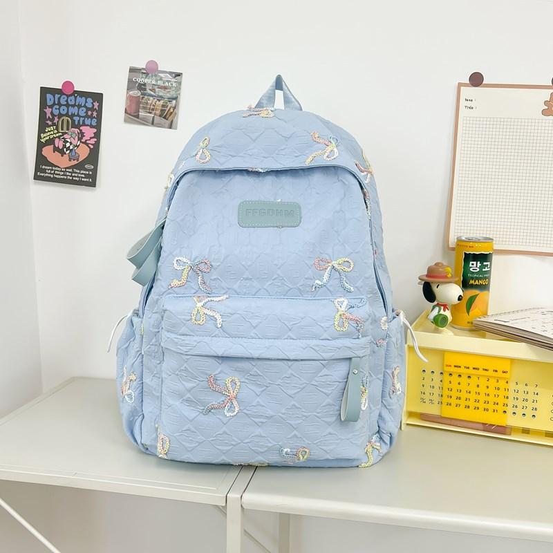 New high-value, fresh and sweet candy-colored bow backpack, lightweight backpack for junior high school students