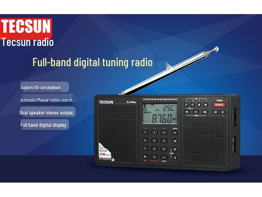 Tecsun PL-398MP Full Band Radio with MP3 Card Speaker for Seniors