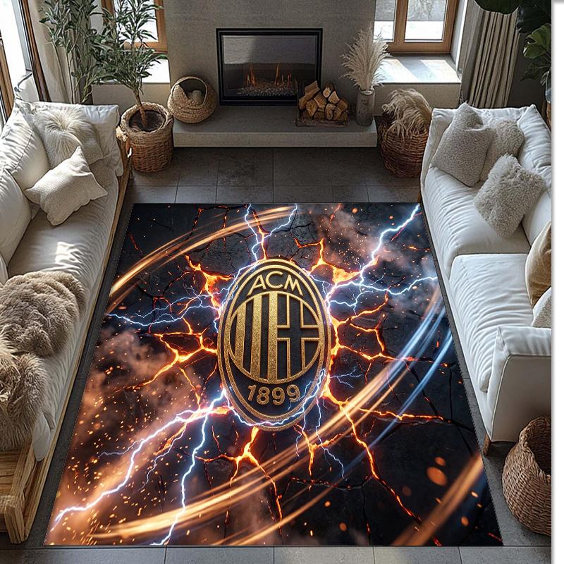AC Milan Printed Flannel Area Rug Non Slip Soft Polyester Floor Carpet Indoor Decor Mat for Bedroom Living Room Sofa Game Room Home Decoration