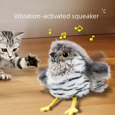 Hot Pet Interactive Flapping Chirping Bird Cat Toy USB Rechargeable Touch Claw Activated Soft Plush Material for Pet