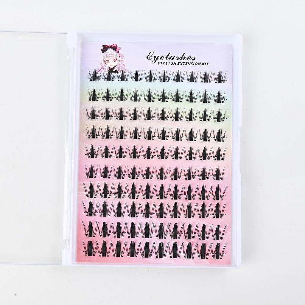 Large Capacity Autumn Maple Leaf Double Eyelid False Eyelashes with 10 Rows and 12 Clusters - Natural, Lightweight, 3D, Self-Adhesive