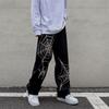 Spring and Autumn Men's Printed Loose Wide Leg Pants Embroidered Jeans