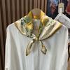 Silk double crepe 71 square scarf yellow flower picture summer thin sunscreen shawl women's exquisite lace mulberry silk scarf