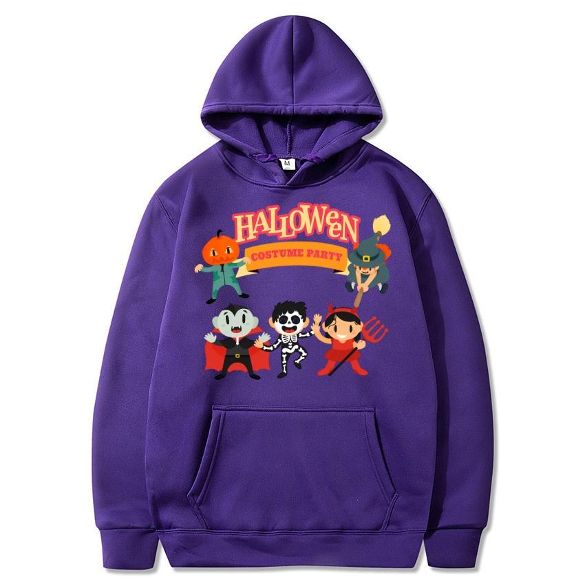 Autumn Winter Halloween Party Printed Hoodie Solid Color Animation Daily Hoodie Casual Fashion Street Warm Hoodie